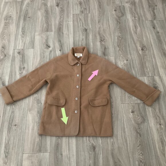 Talbots Wool Cardigan Women's Small Tan Oversized Sweater Collared Flat Pockets - Picture 3 of 10